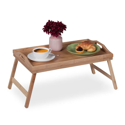 Foldable bamboo bed tray