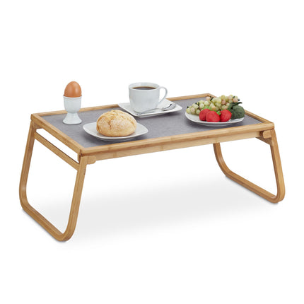 Foldable bamboo bed tray
