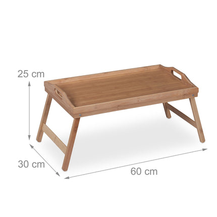 Foldable bamboo bed tray