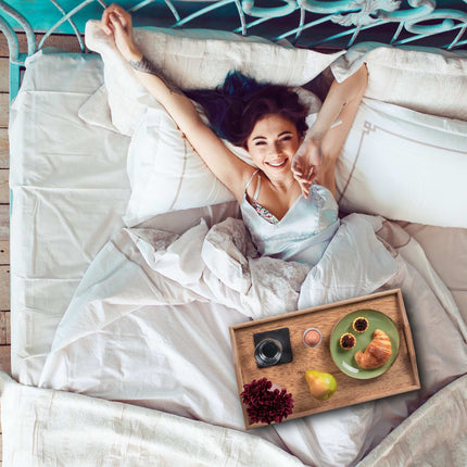 Foldable bamboo bed tray