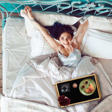 Foldable bamboo bed tray