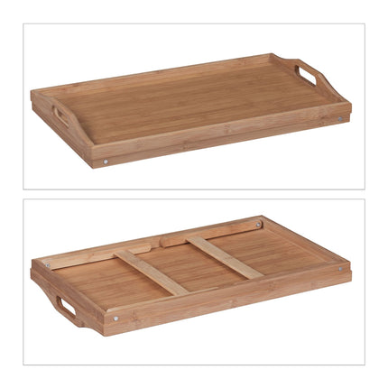 Foldable bamboo bed tray