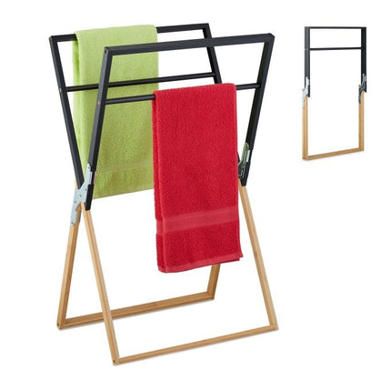 Foldable bamboo towel holder
