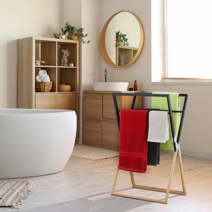 Foldable bamboo towel holder