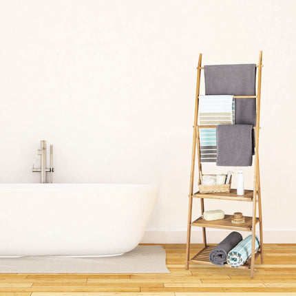 Foldable bamboo towel rail