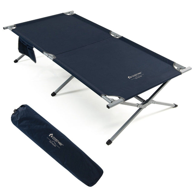 Foldable camp bed XXL 214.5 x 106 cm camping bed with side pocket