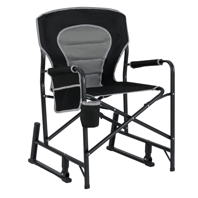 Foldable camping chair with rocking function & cup holder & side pocket fishing chair