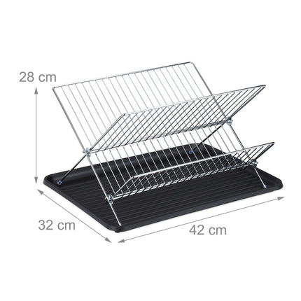Foldable dish rack with drip tray