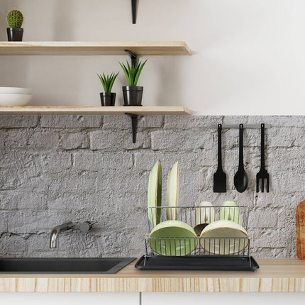 Foldable dish rack with drip tray