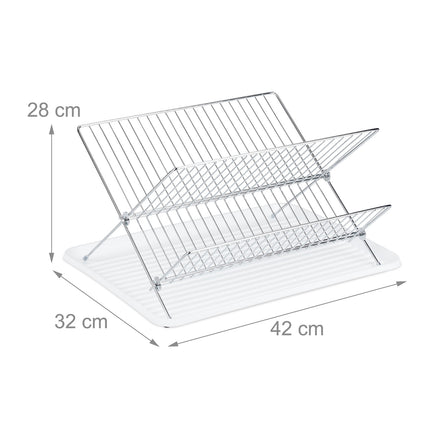Foldable dish rack with drip tray