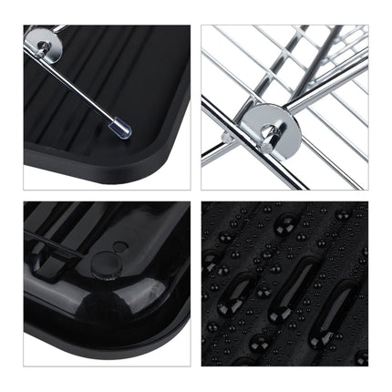 Foldable dish rack with drip tray