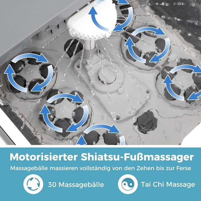 Foldable foot bath foot bath with shower 60min timer & 30 Shiatsu massage balls temperature 35-48°C heating