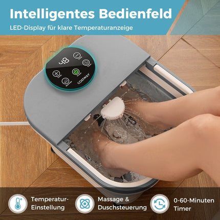 Foldable foot bath foot bath with shower 60min timer & 30 Shiatsu massage balls temperature 35-48°C heating
