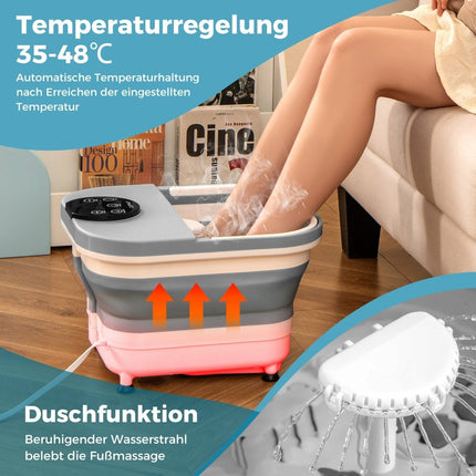 Foldable foot bath foot bath with shower 60min timer & 30 Shiatsu massage balls temperature 35-48°C heating