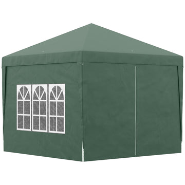 Foldable green gazebo 3x3m with 4 walls & UV protection