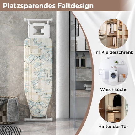 Foldable ironing board with iron rest &amp; 7 Adjustable height ironing table with a load capacity of up to 30 kg, striped L