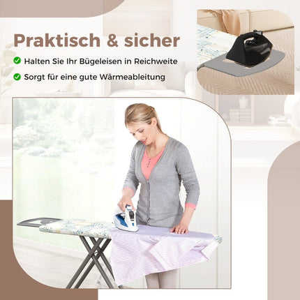 Foldable ironing board with iron rest &amp; 7 Adjustable height ironing table with a load capacity of up to 30 kg, striped L