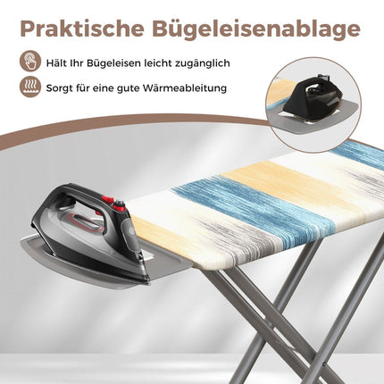 Foldable ironing board with iron rest &amp; Ironing board can hold up to 30kg blue and yellow M