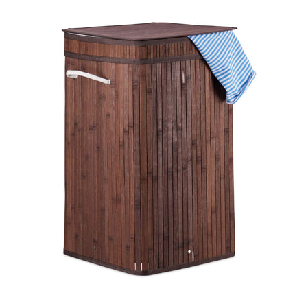 Foldable laundry basket bamboo