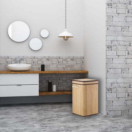Foldable laundry basket bamboo