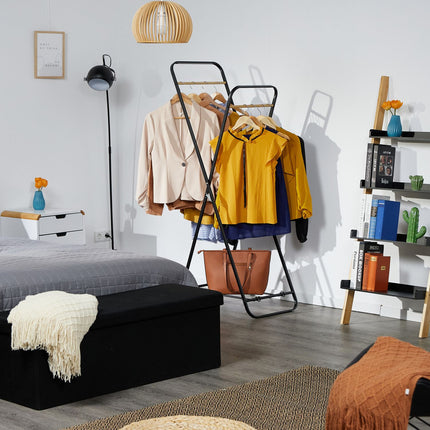 Foldable metal clothes rack