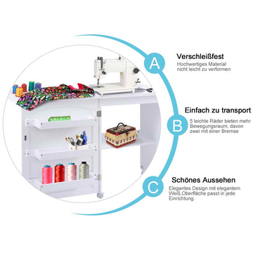 Foldable sewing machine table sewing table multi-purpose table desk work table