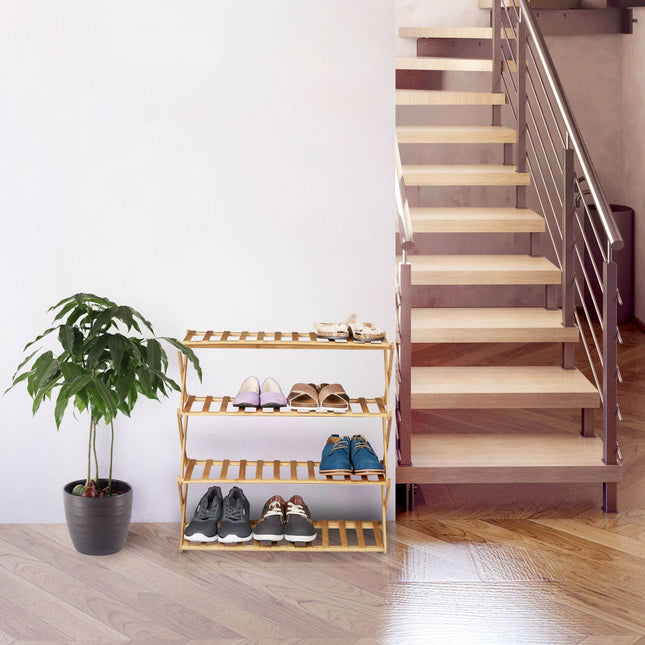 Foldable shoe shelf made of bamboo