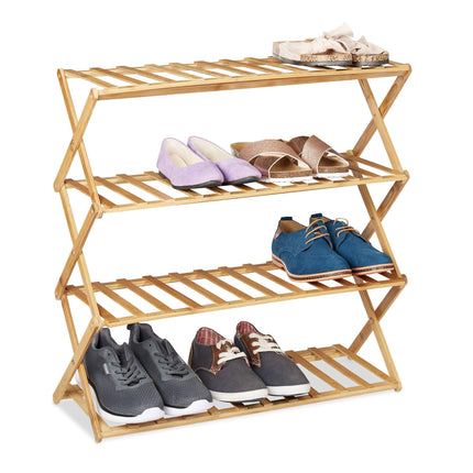 Foldable shoe shelf made of bamboo