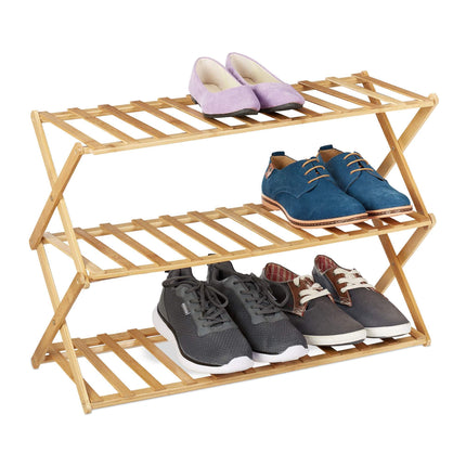Foldable shoe shelf made of bamboo