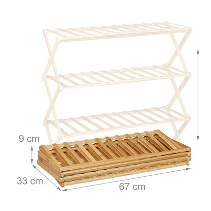 Foldable shoe shelf made of bamboo