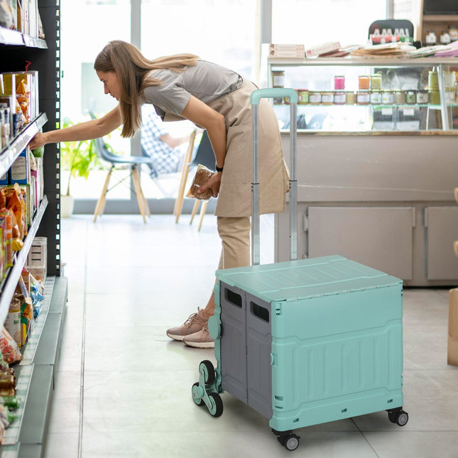 Folding shopping trolley - 80 kg capacity, telescopic handle