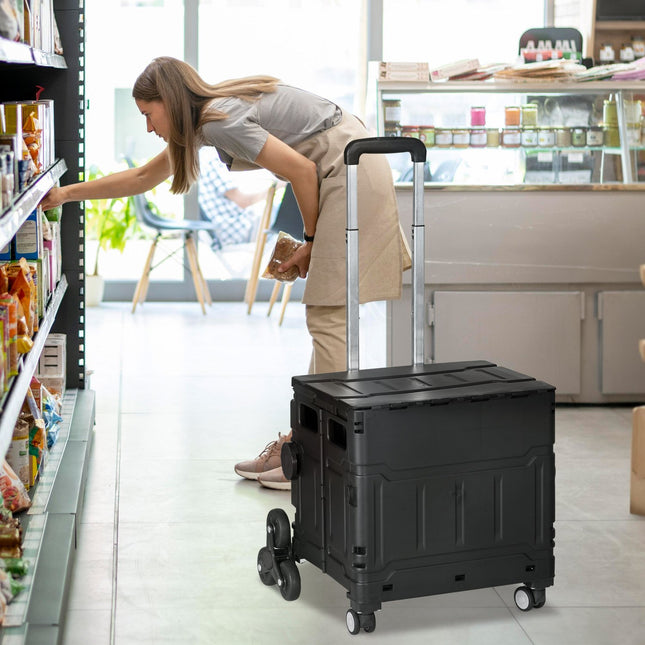 Folding shopping cart, 80 kg capacity, stair climber