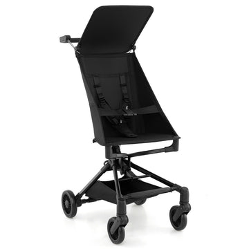 Foldable stroller with adjustable and removable canopy travel buggy