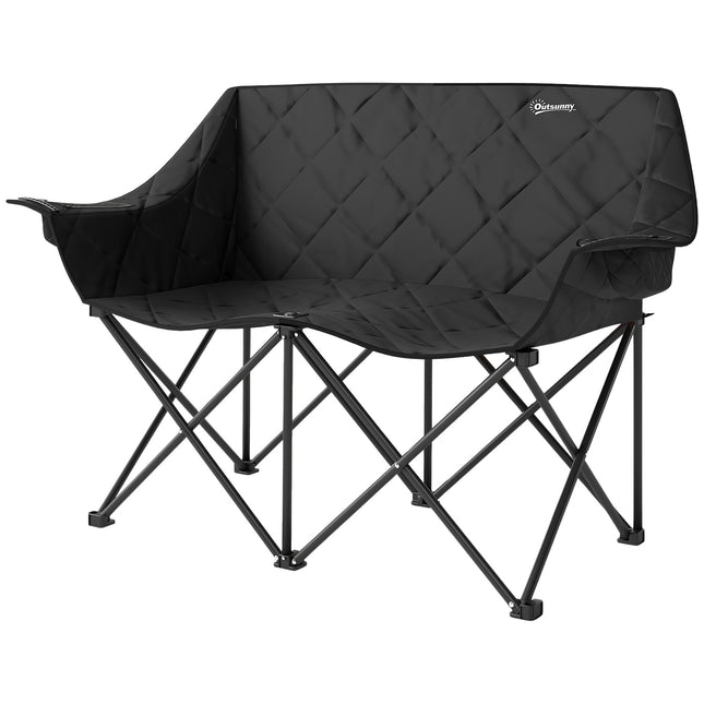 Folding 2-seater camping chair with cooler bags, up to 250 kg