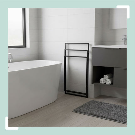 Folding 3-Arm Iron Towel Rack – Space-Saving, Freestanding