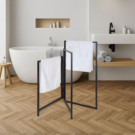 Folding 3-Arm Iron Towel Rack – Space-Saving, Freestanding