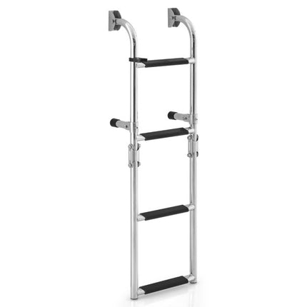 Folding 3-Step Boat Ladder – 304 Steel, Non-Slip PVC Steps