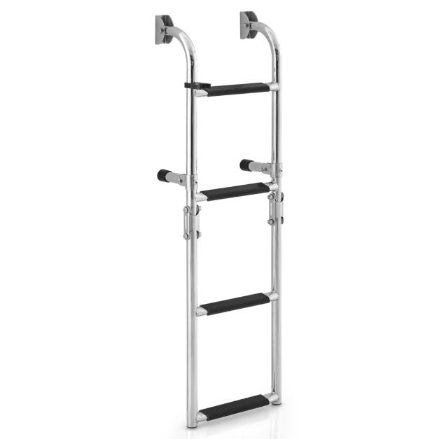 Folding 3-Step Boat Ladder – 304 Steel, Non-Slip PVC Steps