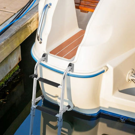 Folding 3-Step Boat Ladder – 304 Steel, Non-Slip PVC Steps