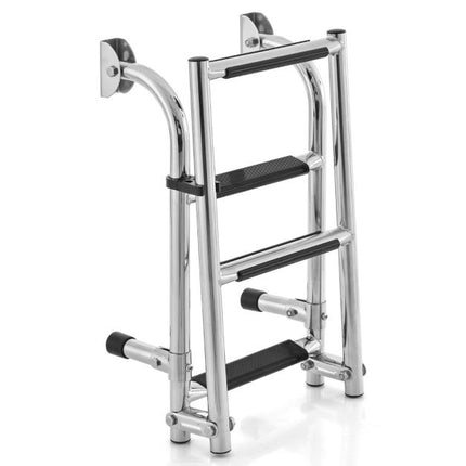 Folding 3-Step Boat Ladder – 304 Steel, Non-Slip PVC Steps