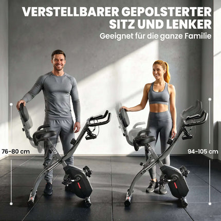 Folding 3-in-1 Exercise Bike, Bluetooth LCD, Heart Rate, Quiet