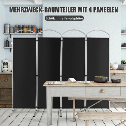 Folding 4 Panel Room Divider for Home 221 x 51 x 188 cm-Black