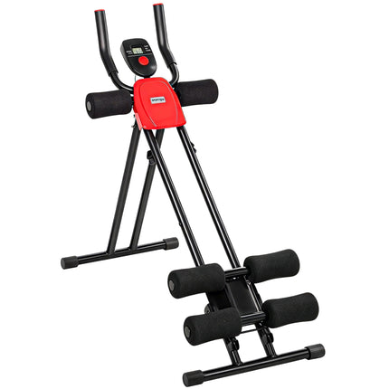 Folding Ab Trainer with LCD Display, Steel, Red, 120 kg Capacity