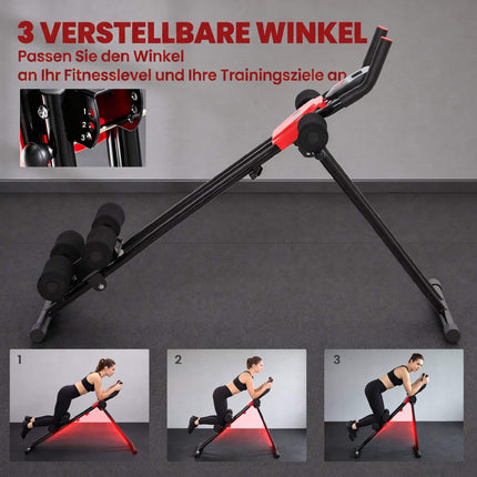 Folding Ab Trainer with LCD Display, Steel, Red, 120 kg Capacity