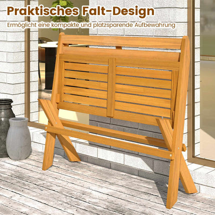 Folding Acacia Wood Bench, 2-Seater, 360 kg Capacity