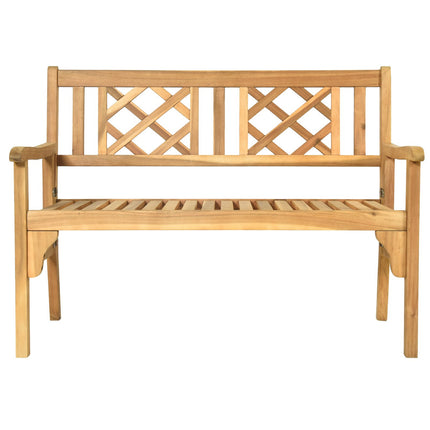 Folding Acacia Wood Garden Bench, 2-Seater, Natural Finish