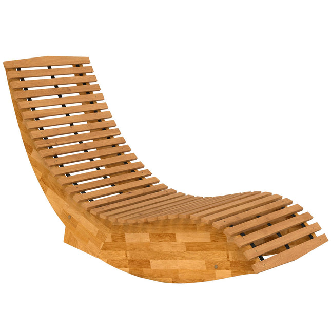 Folding Acacia Wood Sun Lounger, Ergonomic S-Shape Design