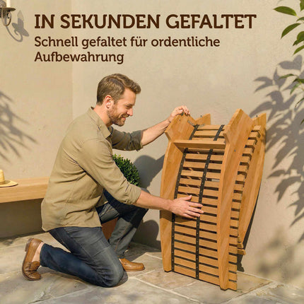 Folding Acacia Wood Sun Lounger, Ergonomic S-Shape Design