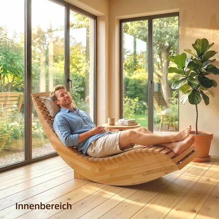 Folding Acacia Wood Sun Lounger, Ergonomic S-Shape Design