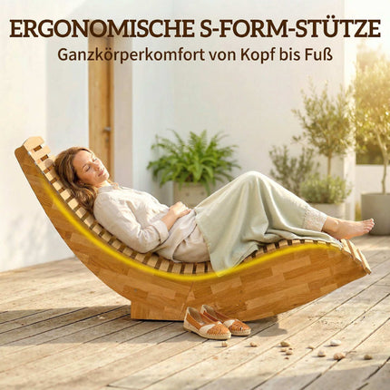 Folding Acacia Wood Sun Lounger, Ergonomic S-Shape Design